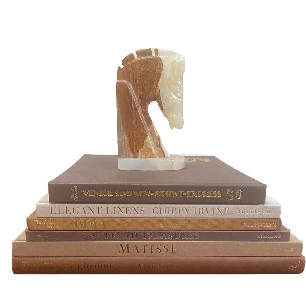 Vintage Carved Onyx Horse Head Bookend Paperweight 6" | Equestrian Decor